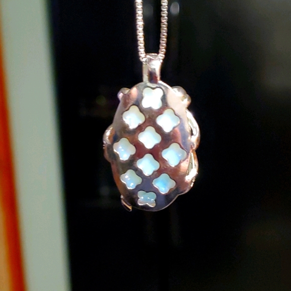 Handmade Sterling Silver & Opal Pendant Necklace - Picture 3 of 3